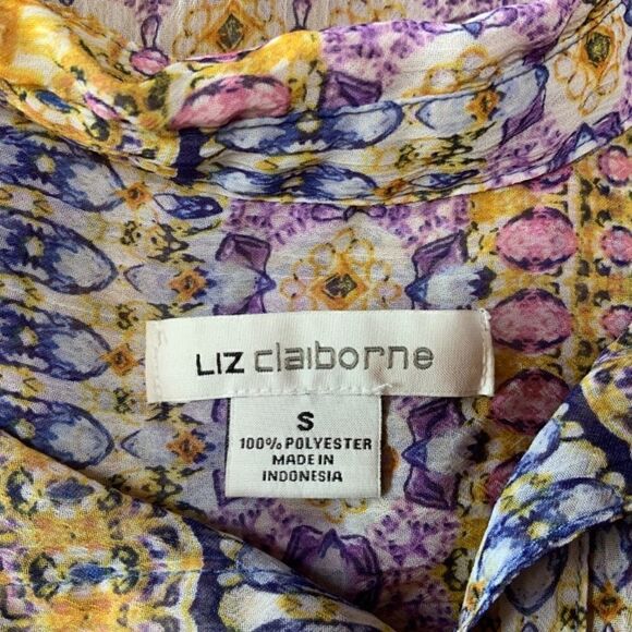 Liz CLAIBORNE Sheer MultiColor Blouse S - Picture 7 of 7